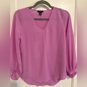 Halogen Pink V-Neck Long Sleeve Blouse, XXS